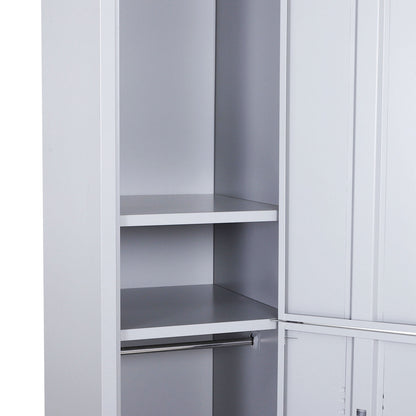 1.8M Locker Office Cabinet Storage Cold Rolled Steel W/ Storage Shelves Grey