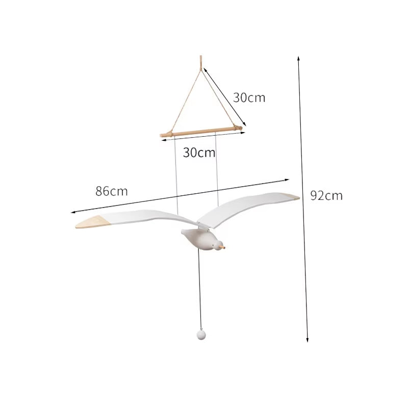 Flying Seagull Wooden Hanging Mobile Ceiling Decor Creative Home Artwork for Balcony, Baby Mobile Crib, Unique Ornaments