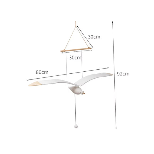 Flying Seagull Wooden Hanging Mobile Ceiling Decor Creative Home Artwork for Balcony, Baby Mobile Crib, Unique Ornaments