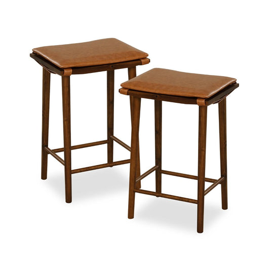 Set of 2 69Cm Dining Barstools with Footrest & Removable Cushion