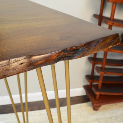 Solid Wood Top Metal Base Dining Table