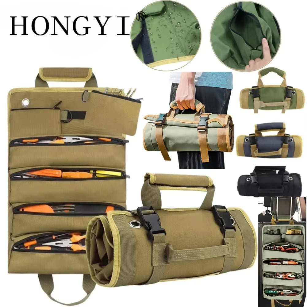 Multi-Purpose Tool Bag Portable Tool Organizer Carrier Bag Space-Saving Roll up Tool Bag for Mechanic/Electrician/Motorcycle