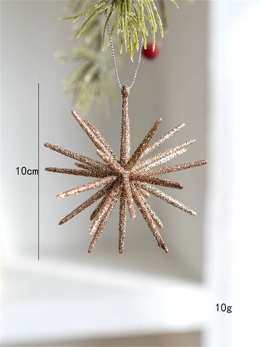 Christmas Tree Decoration Hanging Christmas Decoration Champagne Color White Exploding Star Christmas New Year