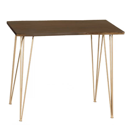 Solid Wood Top Metal Base Dining Table