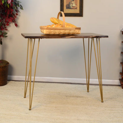 Solid Wood Top Metal Base Dining Table