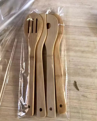 5Pcs Set of Bamboo Shovel Spoon Kitchen Utensils