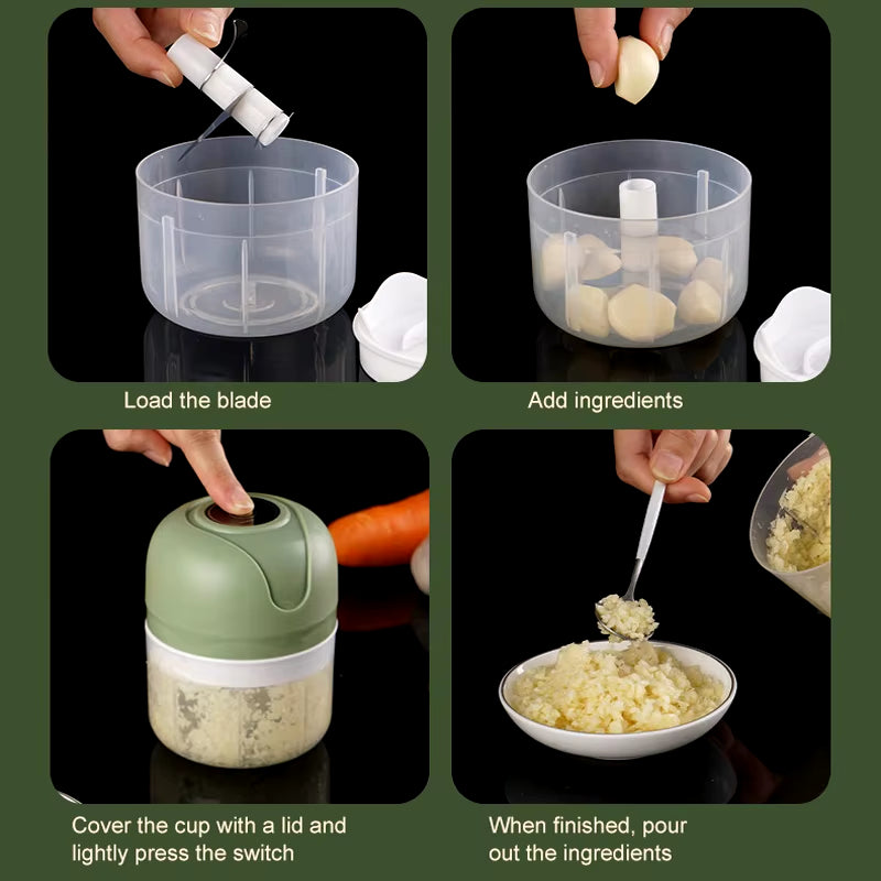 Mini Electric Garlic Chopper USB Meat Grinder Garlic Masher Machine Sturdy Durable Crushed Ginger Vegetable Crusher Kitchenware