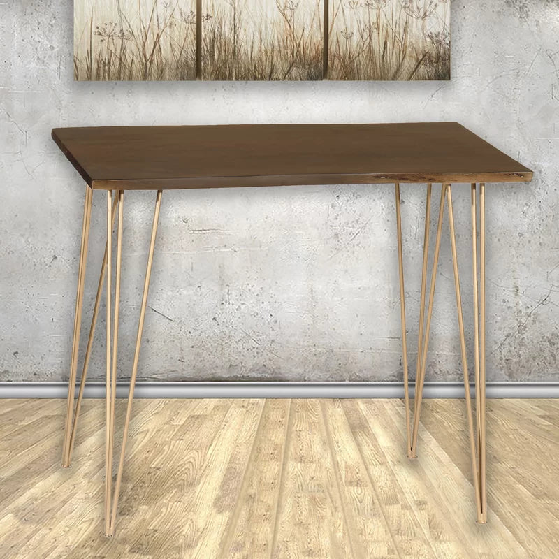 Solid Wood Top Metal Base Dining Table