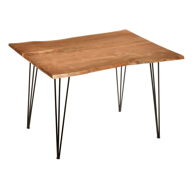 Solid Wood Top Metal Base Dining Table