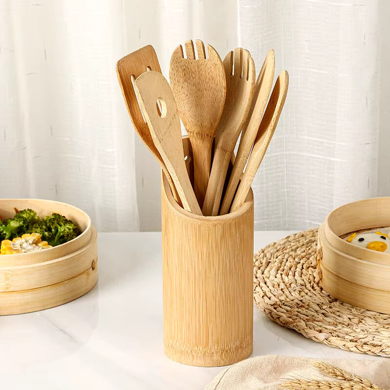 5Pcs Set of Bamboo Shovel Spoon Kitchen Utensils