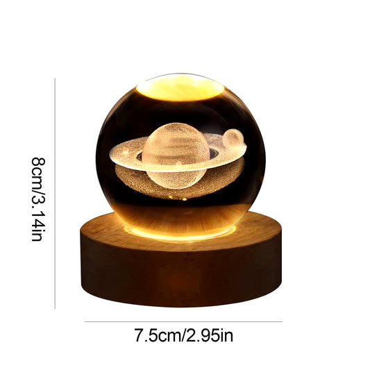 Crystal Ball Night Light 3D Moon Solar System Table Lamp LED Crystal Ball Children Friends Party Birthday Gifts Room Decor