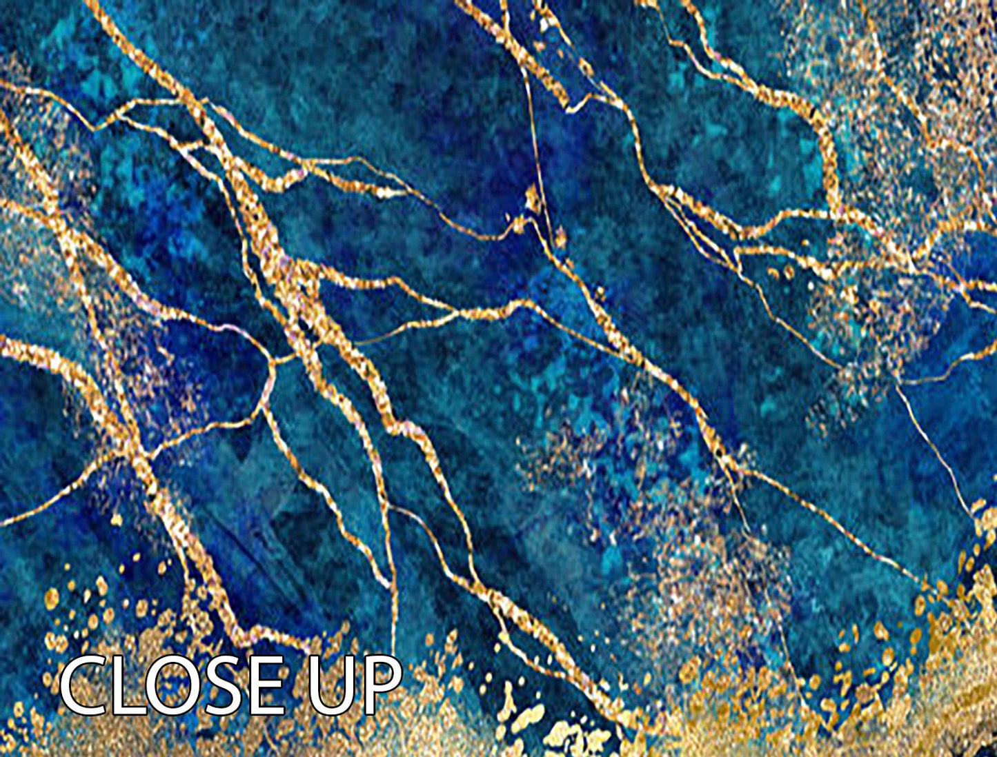 Blue and Gold Layered Marble 3 Split Panel Canvas Print