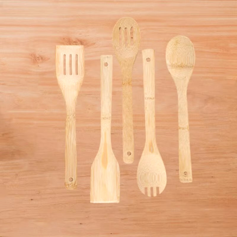 5Pcs Set of Bamboo Shovel Spoon Kitchen Utensils